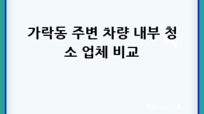 가락동 차량 내부 청소 : 깨끗한 드라이빙, 쾌적한 시작!